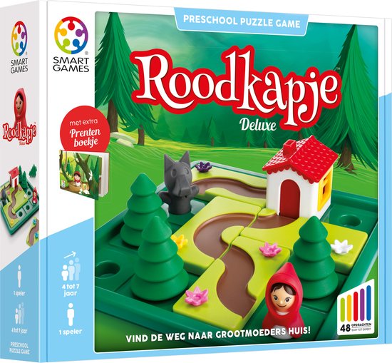 SmartGames - Roodkapje Deluxe - 48 opdrachten - denkspel voor kleuters met extra prentenboek - sprookje