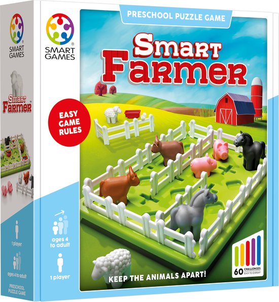 SmartGames Smart Farmer - Logisch Denkspel - 60 Educatieve Boerderijuitdagingen - Solospel voor Kleuters & Jonge Kinderen - Vanaf 5 Jaar