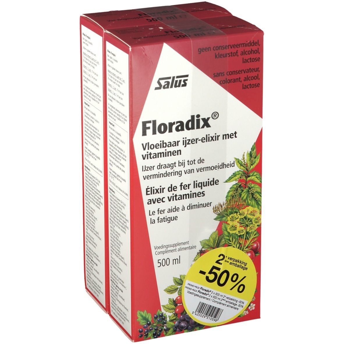 Salus Floradix IJzer-Elixir DUO Verlaagde Prijs 2x500 Elixer