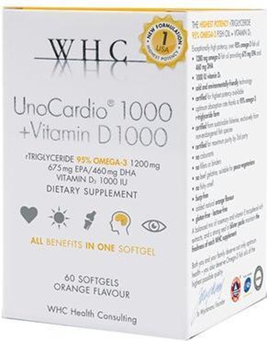 UnoCardio 1000 + Vitamine D1000 60 Softgels