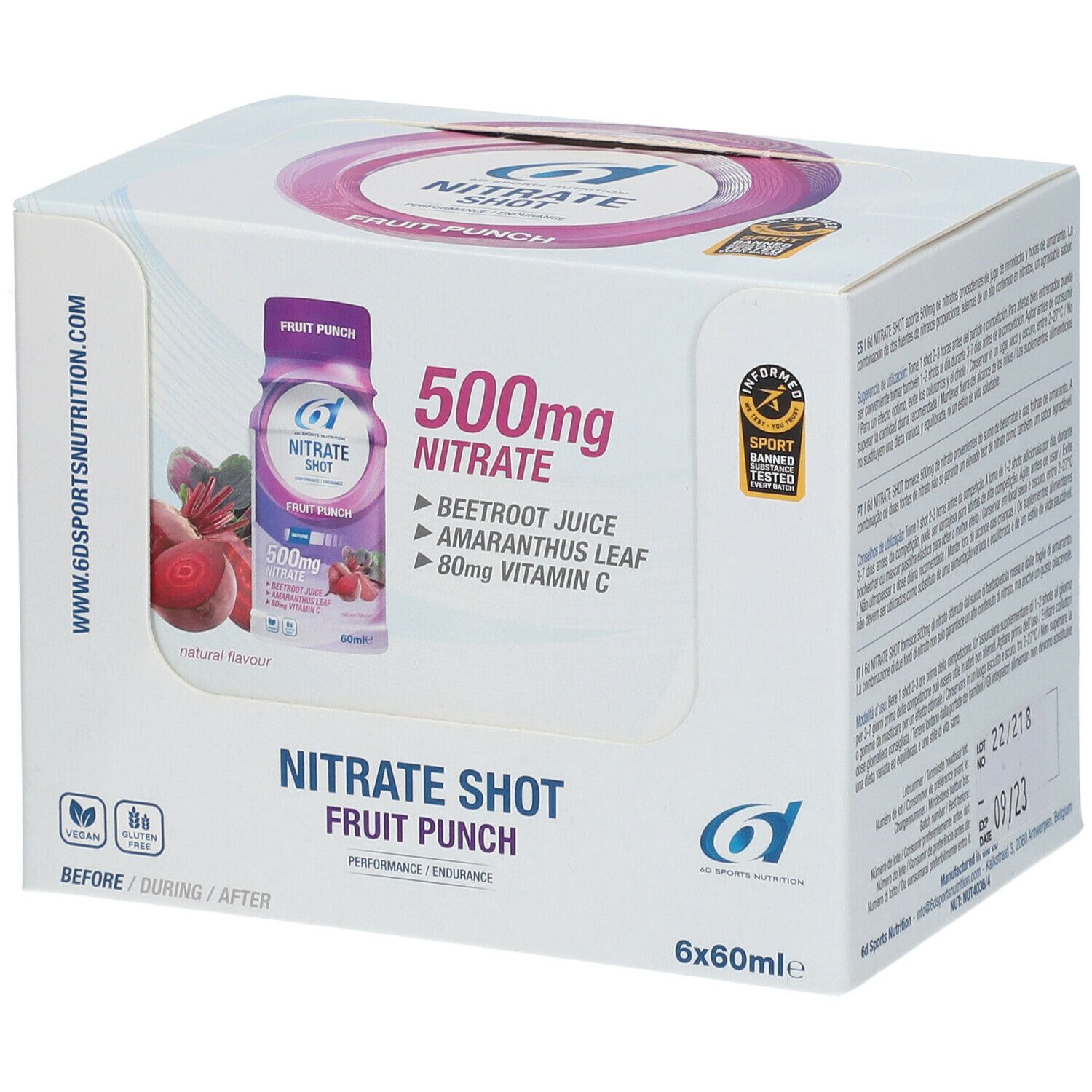 6D Sports Nutrition Nitrate Shot Fruit Punch 6x60ml