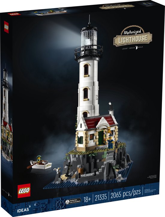LEGO Ideas Gemotoriseerde vuurtoren met Lichtjes, Modelbouwset voor Volwassenen - 21335