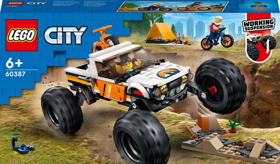 LEGO City 4x4 Terreinwagen avonturen Kampeerset met Speelgoed Fietsen - 60387