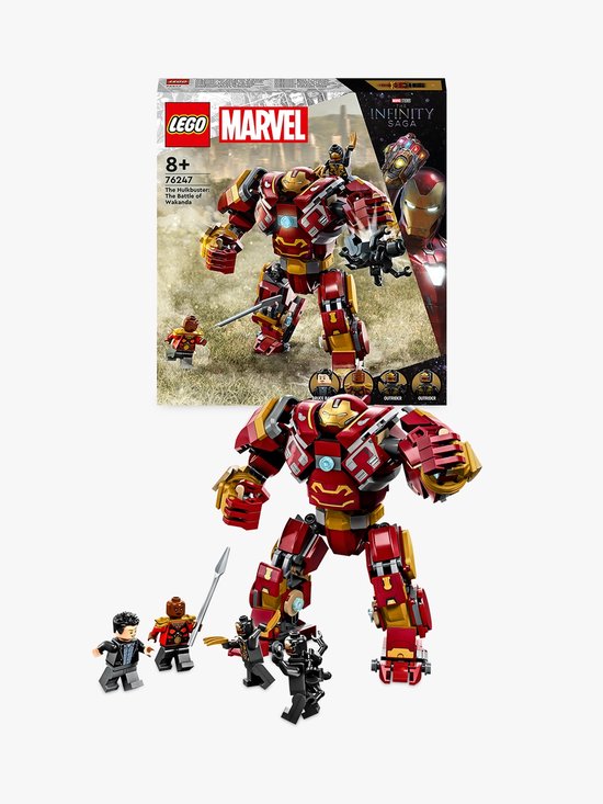 LEGO® Marvel De Hulkbuster: De slag om Wakanda 76247 bouw- en speelset; beweegbare mecha en 4 minifiguren, inclusief Bruce Banner; cadeautip voor een verjaardag of zomaar voor superhelden van 8 jaar en ouder (385 onderdelen)