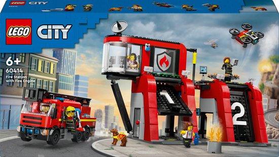 Brandweerkazerne en brandweerauto