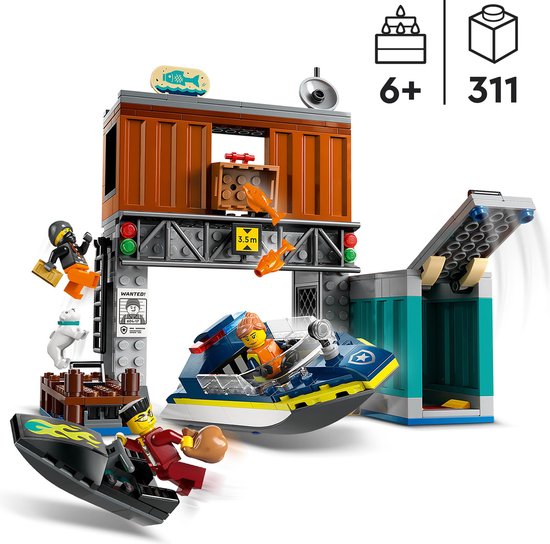 LEGO 60417 City - Politiespeedboot en boevenschuilplaats