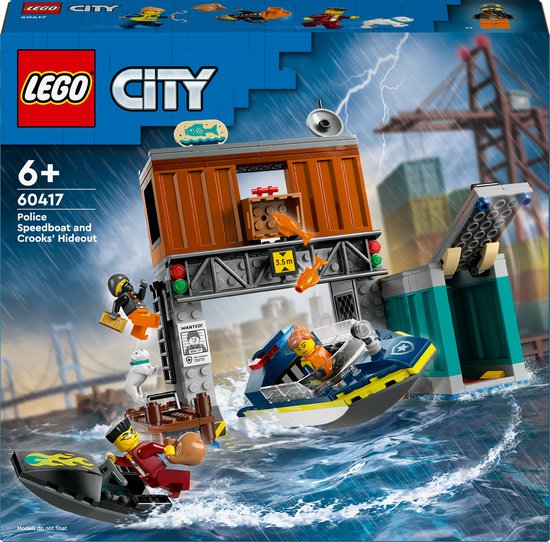 LEGO 60417 City - Politiespeedboot en boevenschuilplaats
