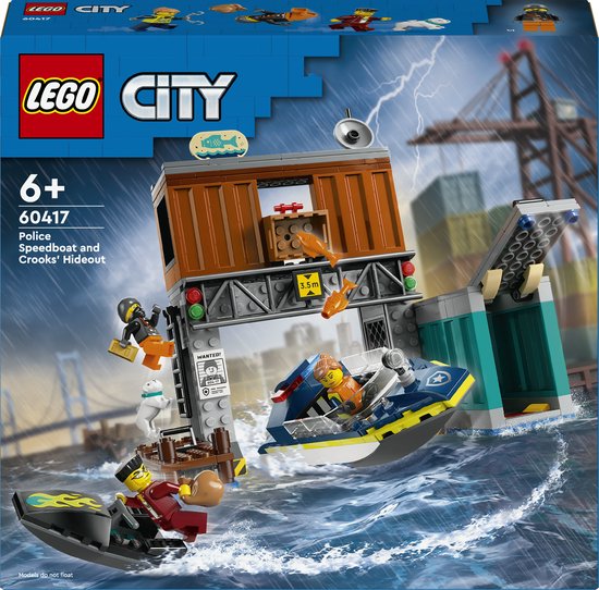 LEGO 60417 City - Politiespeedboot en boevenschuilplaats