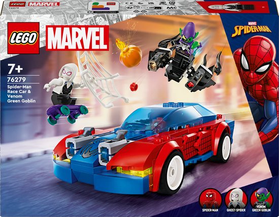 Spider-Man racewagen en Venom Green Goblin