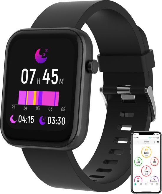 Denver SW-182 Smartwatch Zwart Sporthorloge met Bloeddrukmeter