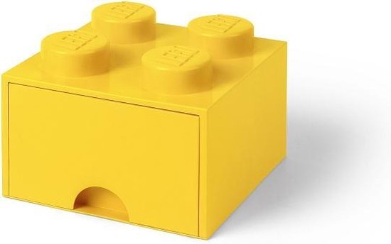 Opbergsteen met 4 noppen en 1 lade - geel