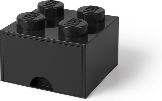 LEGO Zwarte opslagsteen met 4 noppen en een lade