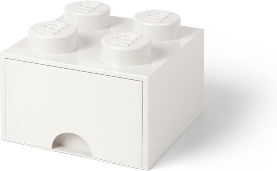 Opbergsteen met 4 noppen en 1 lade - wit