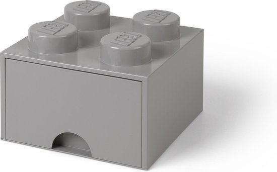 LEGO Steengrijze opslagsteen met 4 noppen en een lade