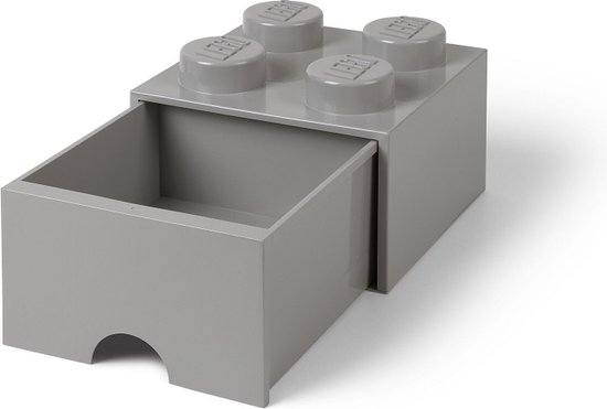 LEGO Iconic Bureaulade Brick 4 Grijs 16x16x11.5 cm