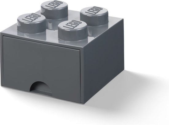 Opbergsteen met 4 noppen en 1 lade - donkergrijs
