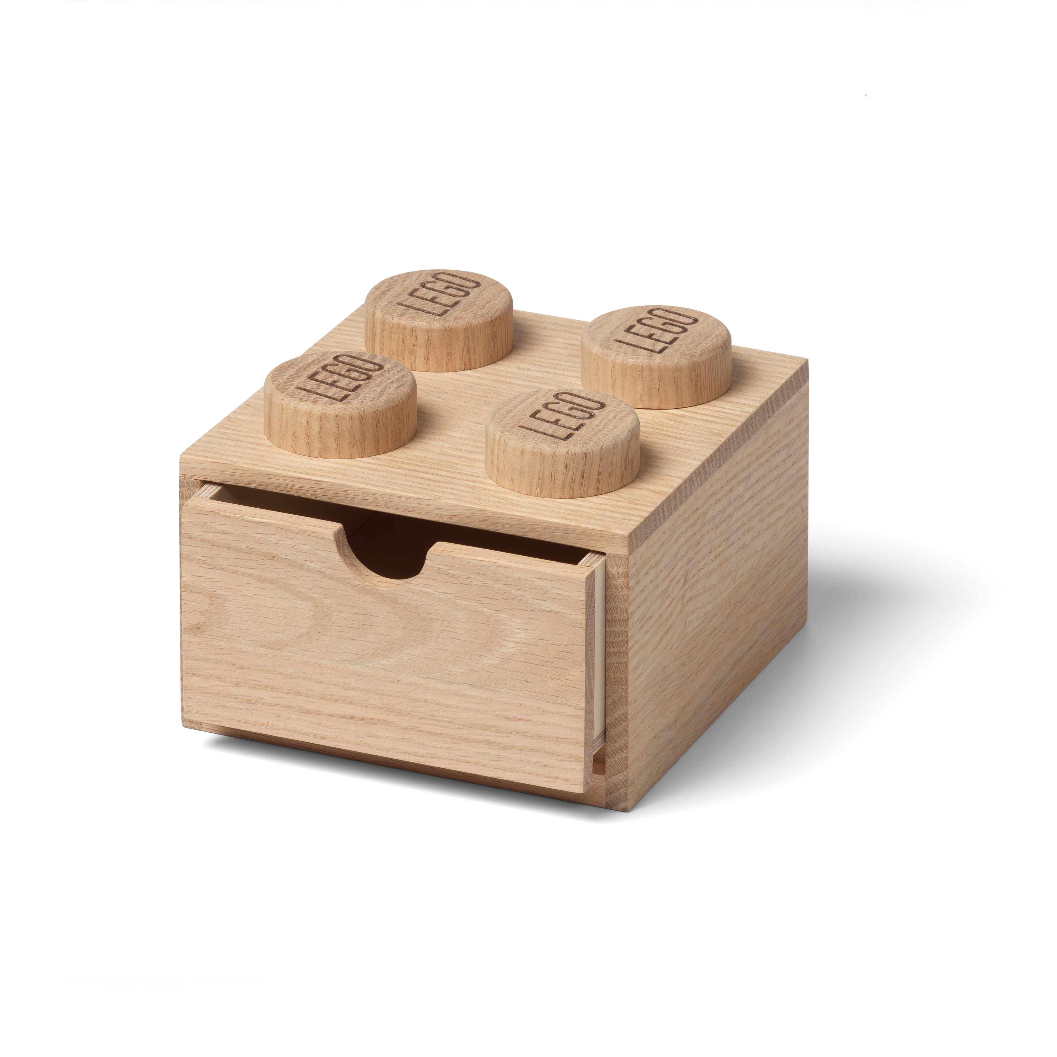 Houten bureaulade met 4 noppen - licht eiken