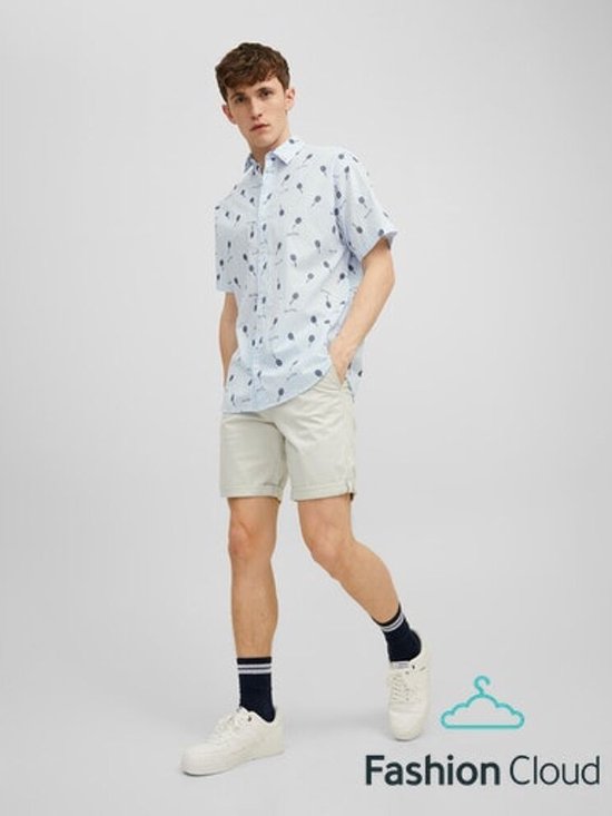 Jack & Jones Jack&Jones Aloha Aop Shirt SS Cashmere Blue BLAUW L