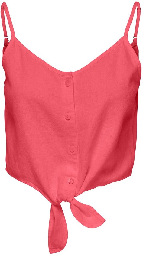 Only Caro Strap Linen Blend Knot Top Pnt Calypso Coral BLAUW L