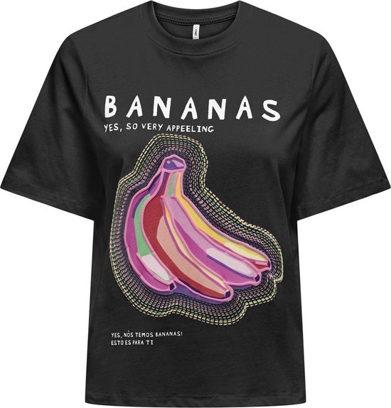 Only Blinis Life S/S Fruit Top Box Black Bananas ZWART XS
