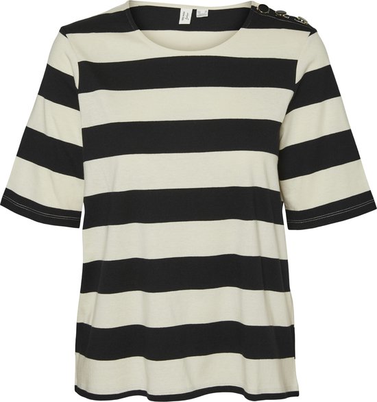 Vero Moda Vmmilla S/s T-Shirt Black Stripes Birch ZWART L