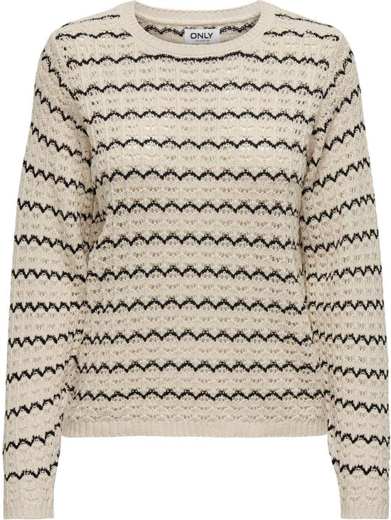 Only Onlasa Ls Structure O-Neck Birch Stripe Black BEIGE XS