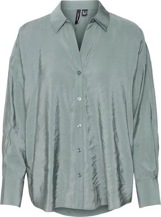 Vero Oda Vqueeny Ls Oversize Shirt Balsa Green | Groen | Maat: M