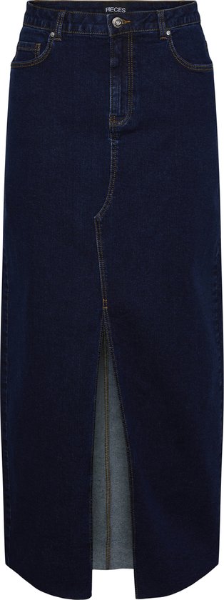Pieces Pcjessie Hw Ankle Denim Skirt Dark Blue Denim BLAUW XS