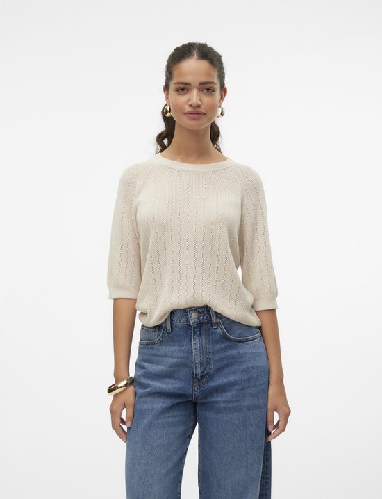 Vero Moda Vmnewflexsun Stitch 2/4 O-Neck Pull Birch BEIGE XL