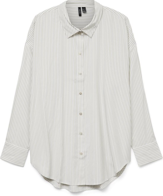 Vero Moda Vmnora Ls Oversize Shirt Silver Mink Stripes WIT XL