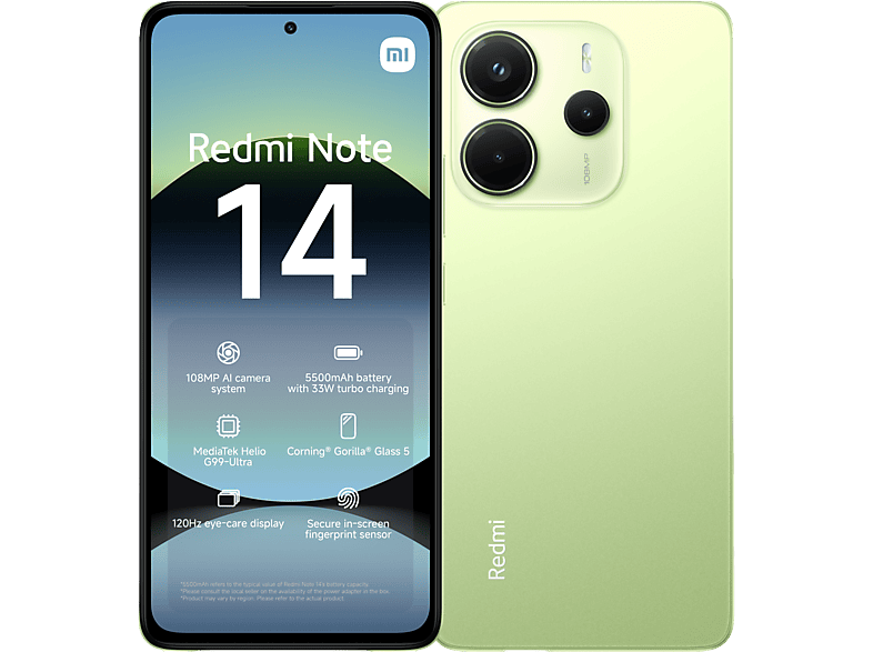 Smartphone Xiaomi Redmi Note 14 4g 256go Groen + Hoesje