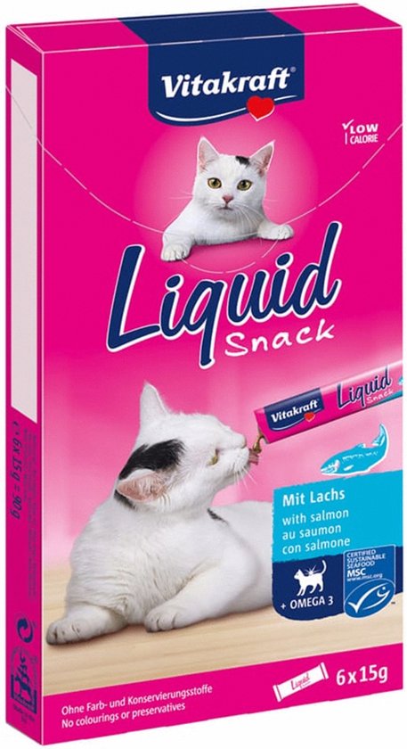 Vitakraft Cat Liquid - Zalm & Omega - Kattensnack - 6 st