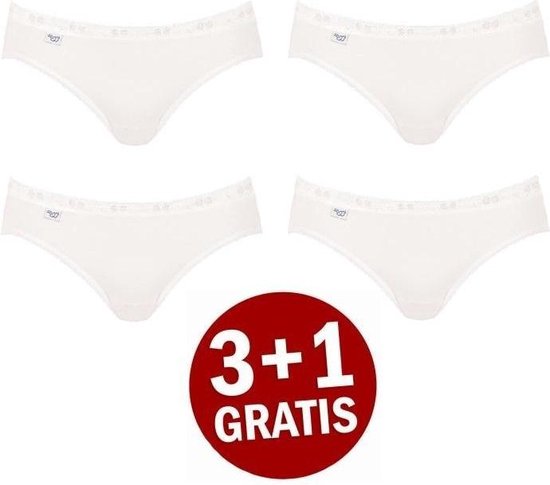 sloggi Basic+ Dames Mini slip - 4-pack - Wit