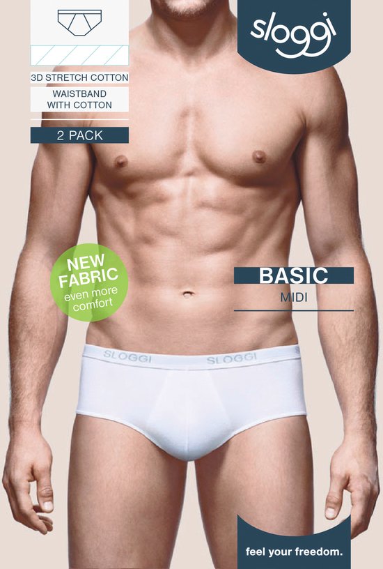 sloggi men Basic Heren Midi slip - 2-pack - Grey Marle - Maat XL