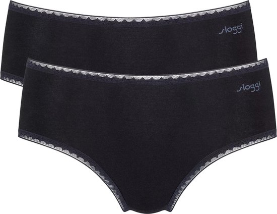 Sloggi dames Basic Midi GO organische slip 2-pack  - S  - Zwart