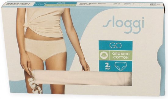 Sloggi dames Basic Midi GO organische slip 2-pack  - Creme  - S