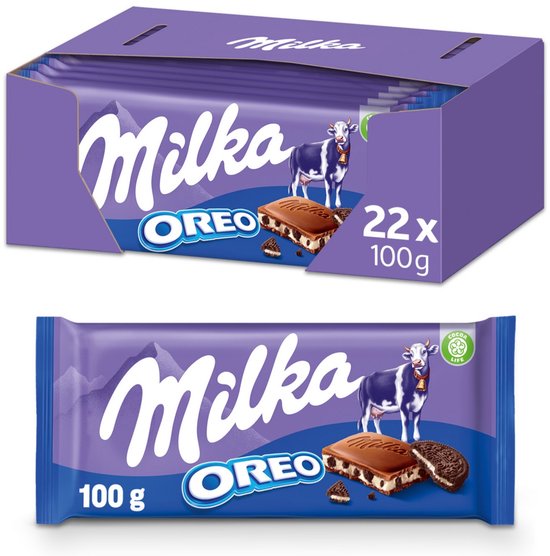 Milka Chocolade Oreo Doos 22 x 100 gram - Chocoladerepen en Tabletten - Voorraad - Verjaardag Cadeau Vrouw of Man - Geschenkset voor Man en Vrouw
