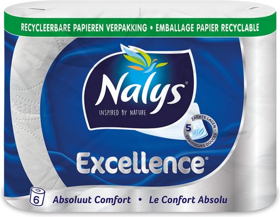 Nalys Excellence Maxi-Vel Toiletpapier In Papieren Verpakking 5-Laags - 6 stuks