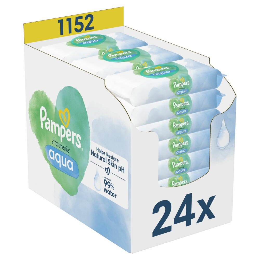 Pampers Billendoekjes Harmonie Aqua 24x48 = 1152 stuks Aquababy 24*48