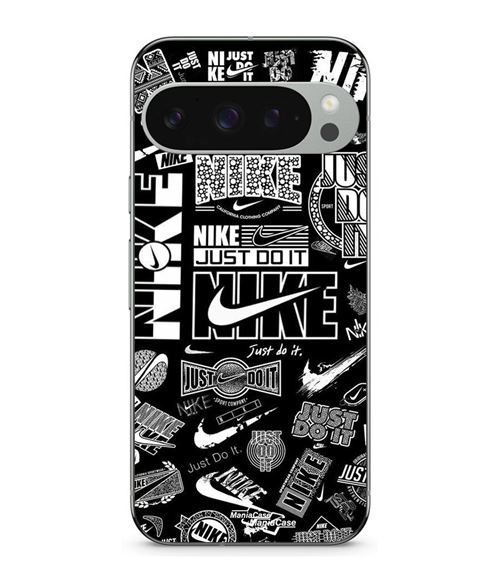 Google Pixel 9 Pro Hoesje Nike air logo Download Nike Graffiti Zwart Wit Maniacase