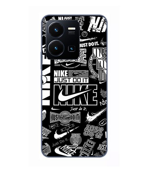 Hoesje Voor Vivo Y35 4G Nike air logo Download Nike Graffiti Zwart Wit Maniacase
