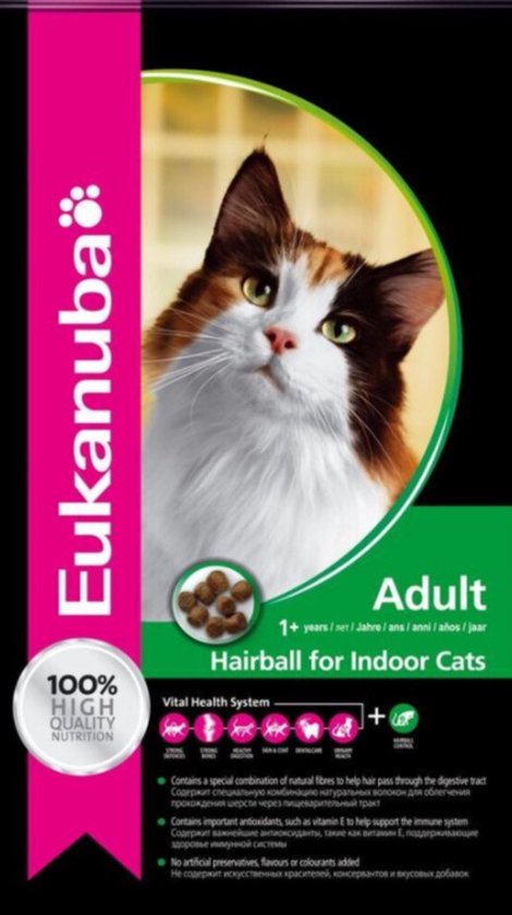 Eukanuba Hairball Control Adult pour chat - 10 kg