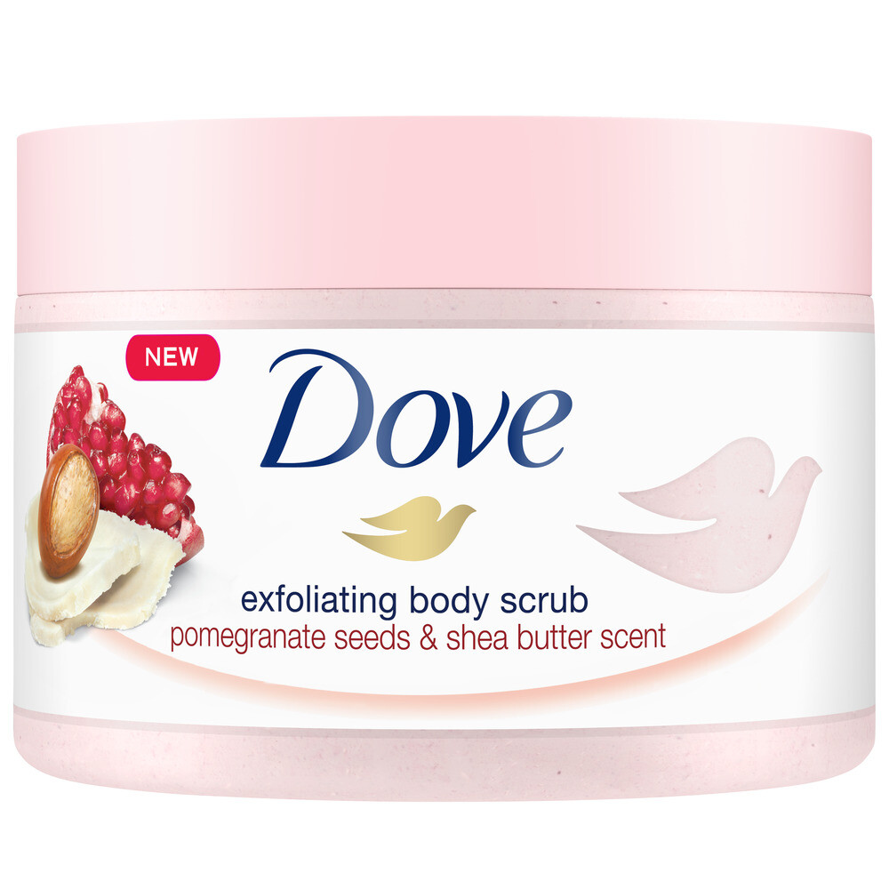 2+1 gratis: Dove Body Scrub Pomegranate&Shea butter 225 ml
