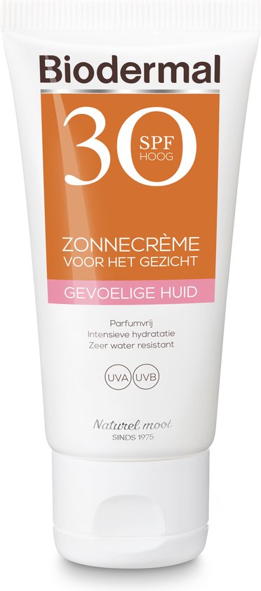 Biodermal Zonnecreme voor de Gevoelige huid - SPF 30 - 50ml - Zonnecreme voor het gezicht