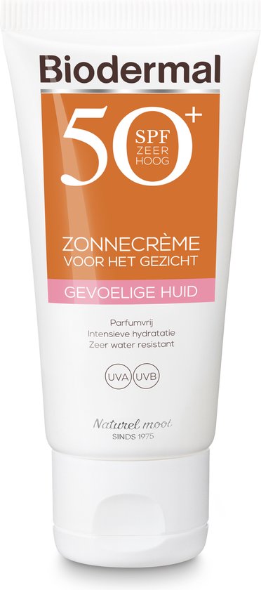 Biodermal Zonnebrand voor de Gevoelige huid - SPF 50 - Zonnebrand voor het gezicht  - 50ml