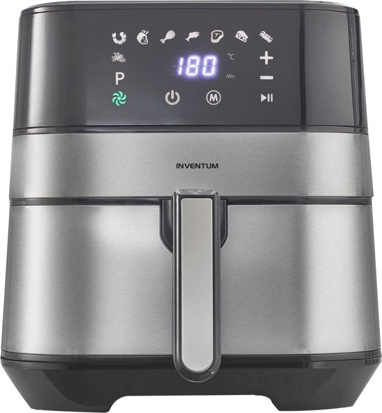 Inventum GF500HLD Airfryer XL - 5L - 8 programma's - 80-200 °C - Tot 5 personen - Zilver/Zwart