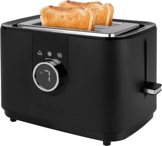 Broodrooster – 2 Sleuven – LED Display – Zwarte RVS Behuizing – Moments Breakfast Serie – Princess 142360