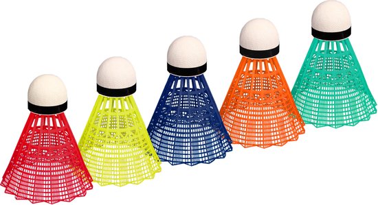 5 Badminton Shuttles - 5 Kleuren Avento
