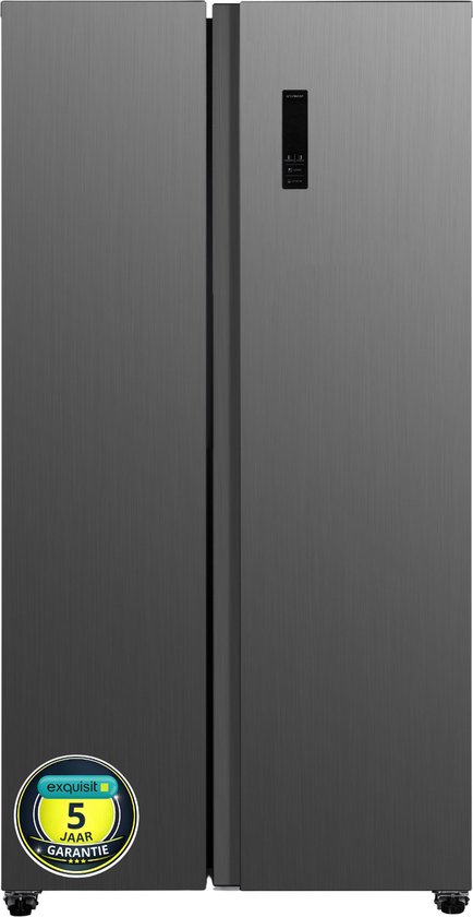 Exquisit CDJ445-041EG - Amerikaanse koelkast - Met Display - 5 Jaar Garantie - Ice-Twister - Snelvries functie - No Frost - 442 Liter - Inox