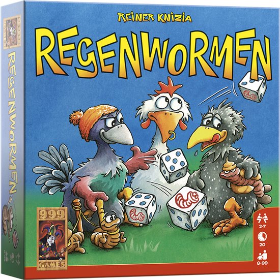 999 Games - Regenwormen - Dobbelspel - Eenvoudig te leren, snel te spelen - Familiespel - Gezelschapsspel - Educatief spel - Kinderspel - Klein cadeautje
